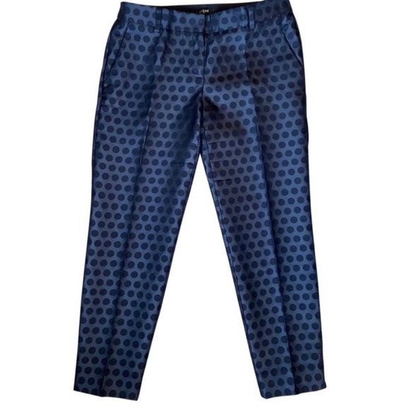 J Crew Navy Blue Polka Dot City Fit Skimmer Pants Trousers Size 0 - Picture 2 of 5